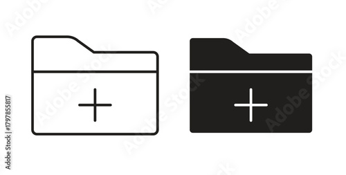 Create folder icon with editable stroke and flat vector pack