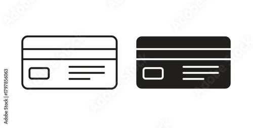 Credit card icon with editable stroke and flat vector pack