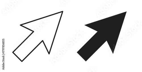 Cursor arrow icon with editable stroke and flat vector pack