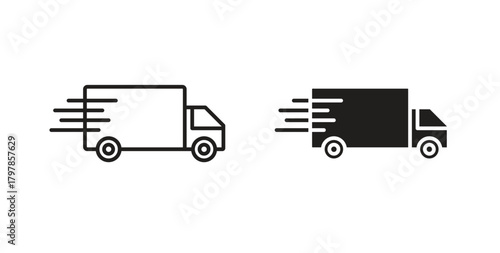 Delivery icon with editable stroke and flat vector pack