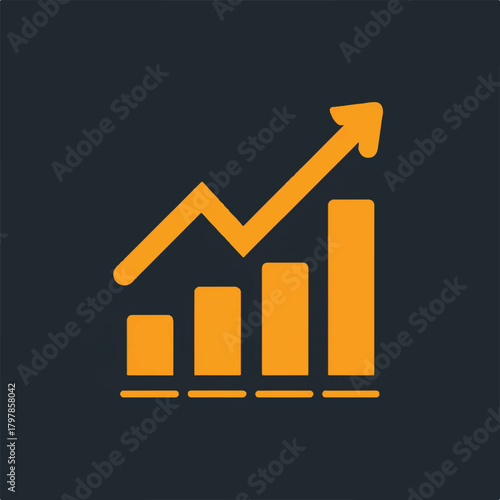 Financial Growth Chart with Upward Trend in Business and Investment Performance Demonstrating Positive Progress and Success Illustrated with Simple Graphic