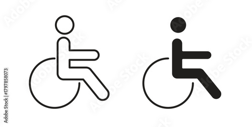 Disable icon with editable stroke and flat vector pack