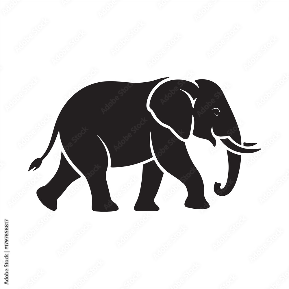 Fototapeta premium Walking Elephant Black Silhouette