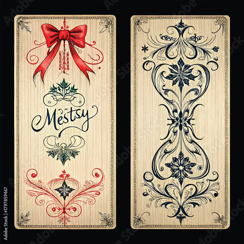 Elegant floral ornaments design with decorative botanical elements and swirls