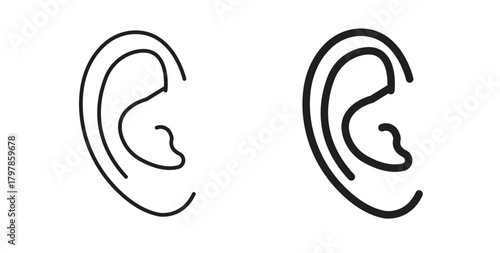 Ear icon with editable stroke and flat vector pack