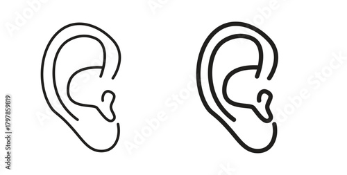 Ear icon with editable stroke and flat vector pack