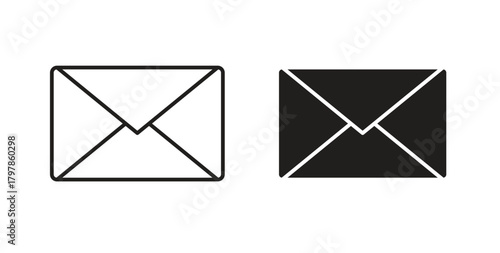 Envelope icon with editable stroke and flat vector pack