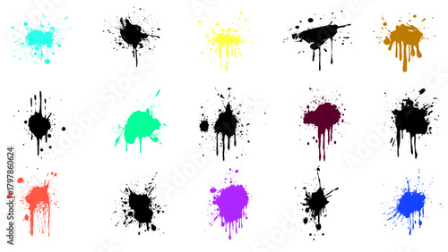 Colorful paint splatters.. vector illustration.