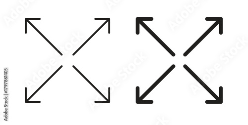 Expand icon with editable stroke and flat vector pack