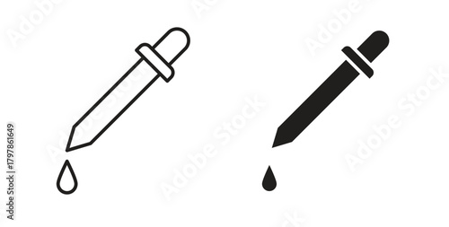 Eye dropper icon with editable stroke and flat vector pack