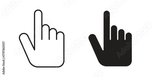Finger icon with editable stroke and flat vector pack