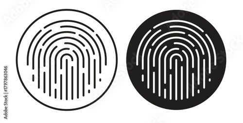 Fingerprint icon with editable stroke and flat vector pack