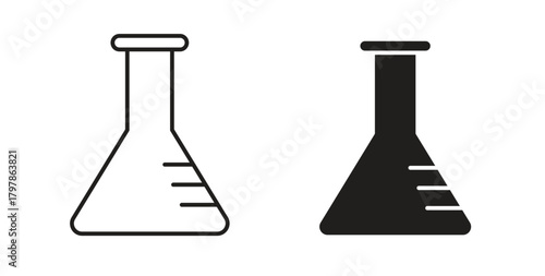 Flask icon with editable stroke and flat vector pack