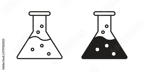 Flask icon with editable stroke and flat vector pack