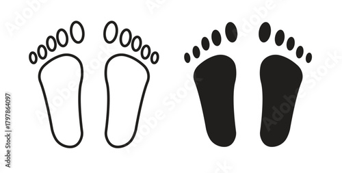 Foot icon with editable stroke and flat vector pack