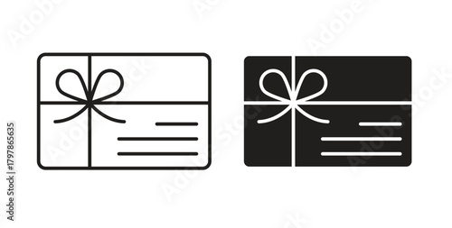 Gift card icon with editable stroke and flat vector pack