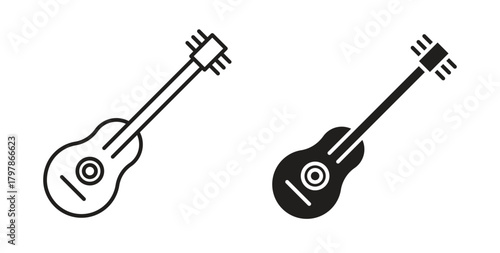 Guitar icon with editable stroke and flat vector pack