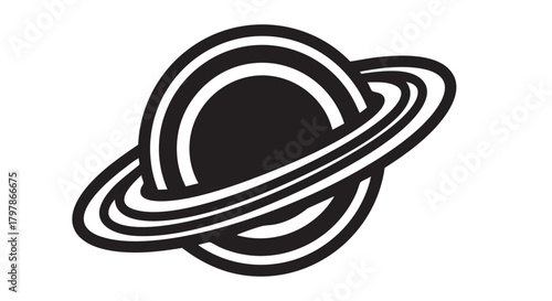 ## **45. Black hole with event horizon and accretion disk outline icon vector**
