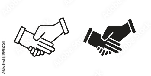 Handshake icon with editable stroke and flat vector pack