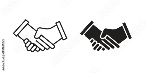 Handshake icon with editable stroke and flat vector pack