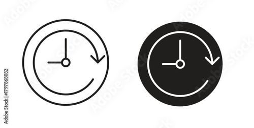 History icon with editable stroke and flat vector pack