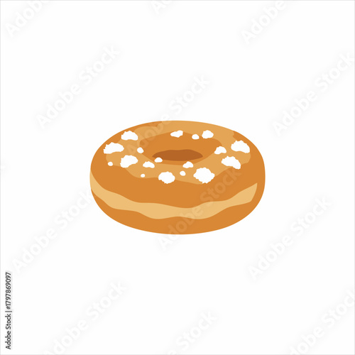 Sweet Donut with Powdered Sugar Topping Vector