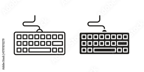 Keyboard icon with editable stroke and flat vector pack