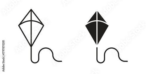 Kite icon with editable stroke and flat vector pack