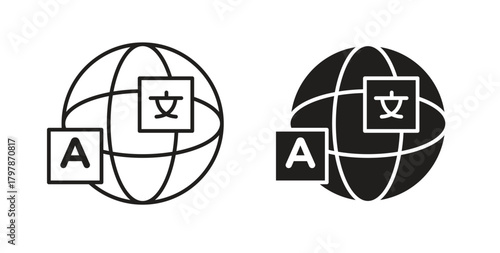 Language icon with editable stroke and flat vector pack