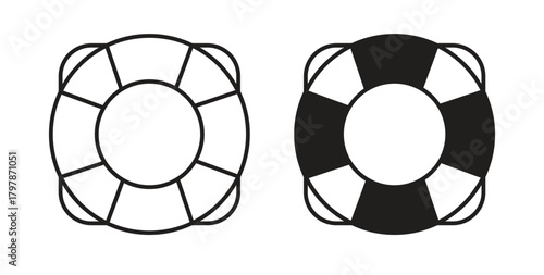Life buoy icon with editable stroke and flat vector pack