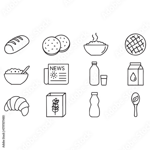 Breakfast, oatmeal and cereals vector