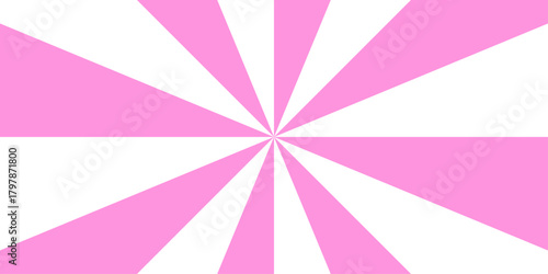 A Pink and white pattern with a pink and white striped pattern. Sunburst beam light vintage shine and graphic summer explosion pattern. Gradient bright sunrise isolated glow striped.
