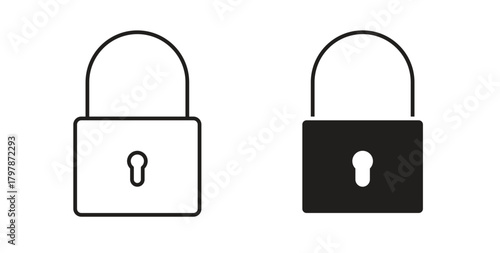 Lock icon with editable stroke and flat vector pack