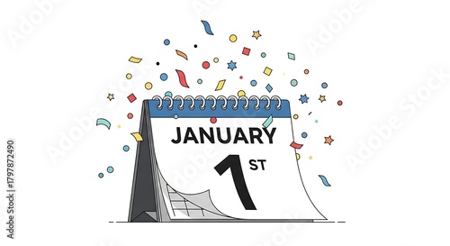 January first new year celebration calendar illustration vector graphic design element template image -happy new year