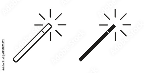Magic icon with editable stroke and flat vector pack