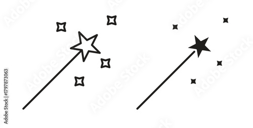 Magic wand icon with editable stroke and flat vector pack