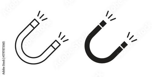 Magnet icon with editable stroke and flat vector pack