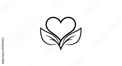 Elegant heart and leaf symbol representing love for nature and growth