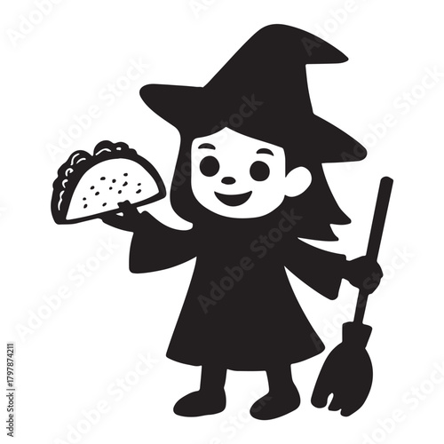 Witch Taco Silhouette – Cute Halloween Vector