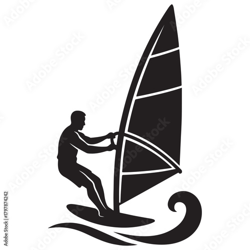 Extreme Water Sport ,windsurfing Silhouette