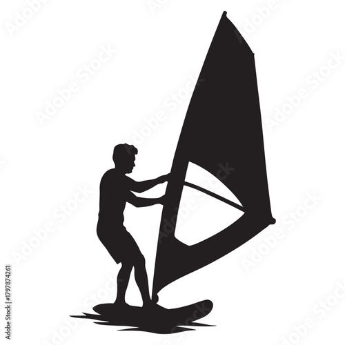Windsurfer Silhouette Vector