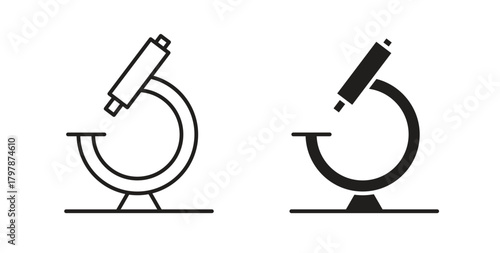 Microscope icon with editable stroke and flat vector pack