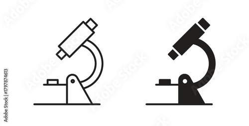 Microscope icon with editable stroke and flat vector pack