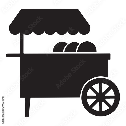 Street Food Cart Silhouette, Food Vendor Cart Silhouette