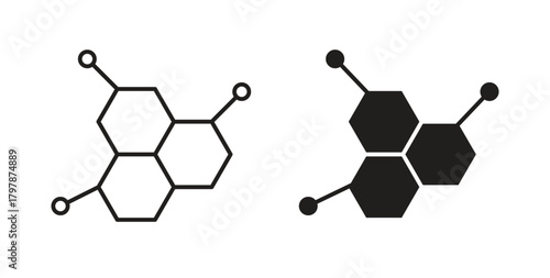 Molecule icon with editable stroke and flat vector pack