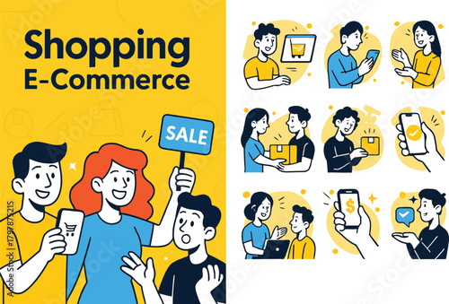 Online shopping and e-commerce digital transaction services set