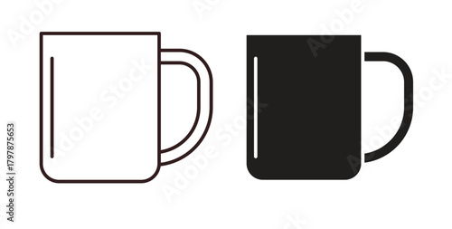 Mug icon with editable stroke and flat vector pack