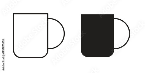 Mug icon with editable stroke and flat vector pack