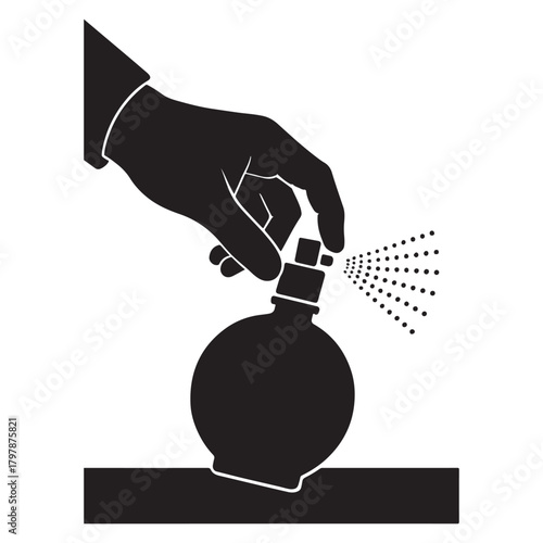 Perfume Spray Bottle Hand Silhouette Icon