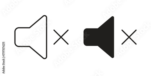 Mute icon with editable stroke and flat vector pack